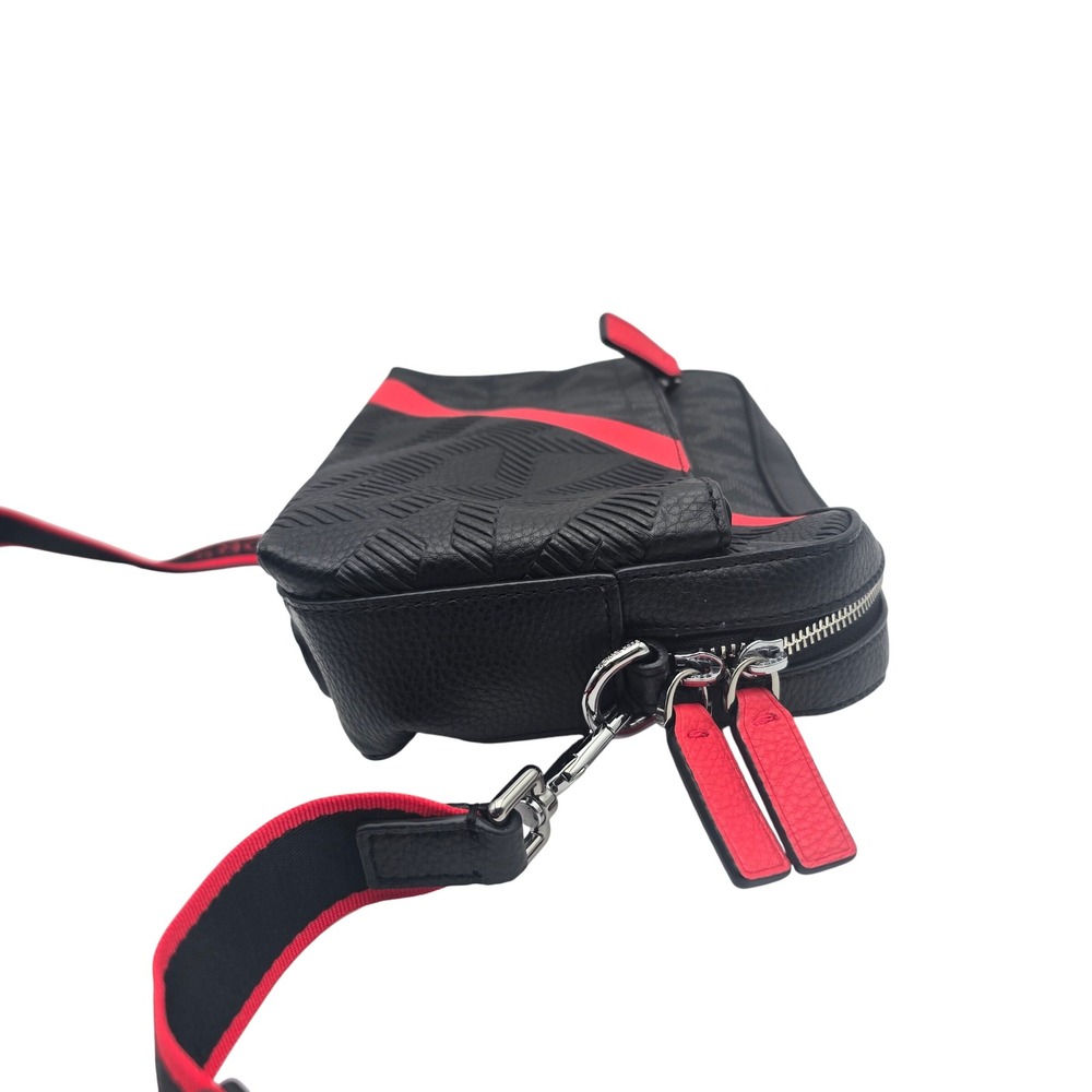 Michael Kors Black Monogram Camera Bag Red Stripe Adjustable Strap - Picture 4 of 10
